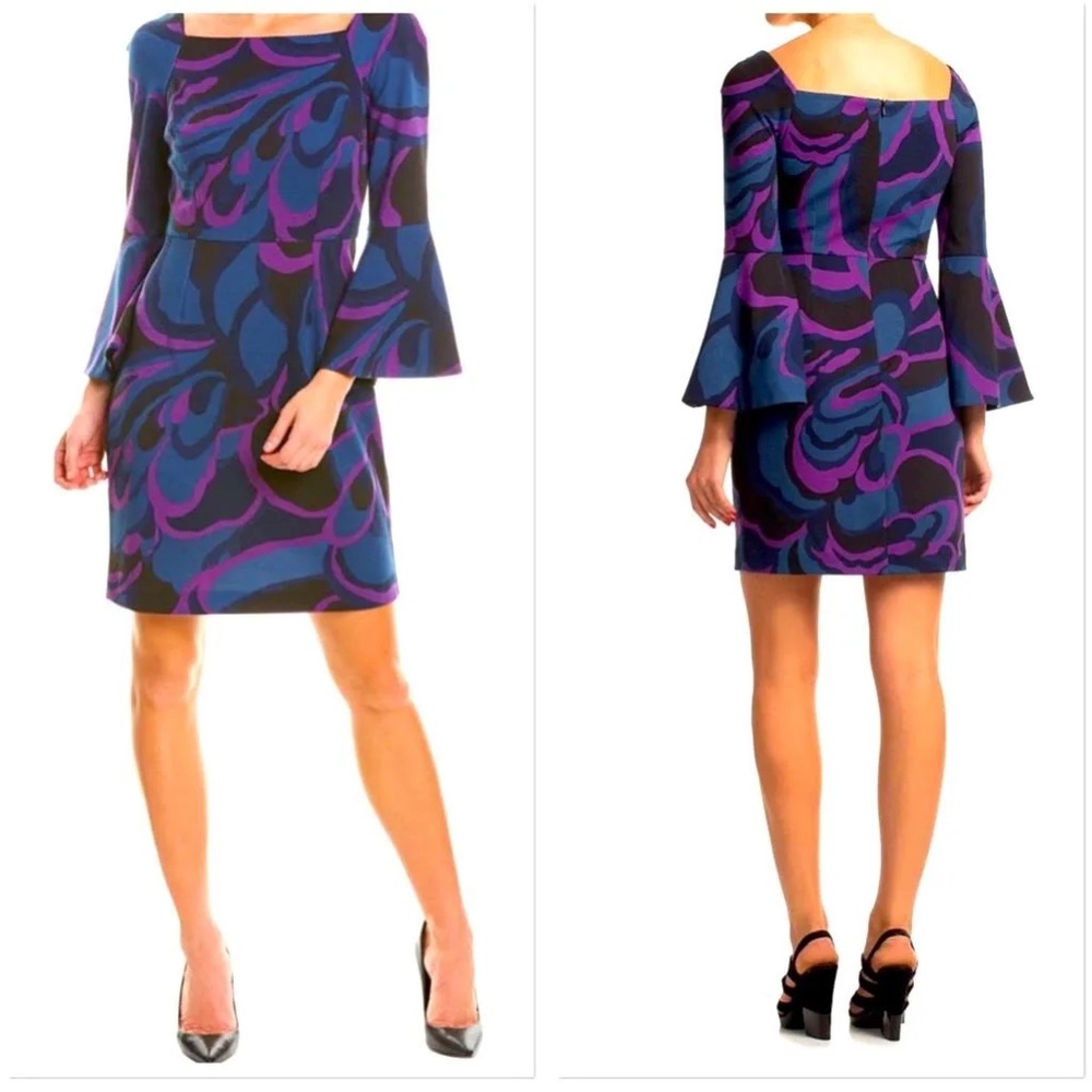 Trina Turk Miley Garden Bell Sleeve Sheath Dress Size 6